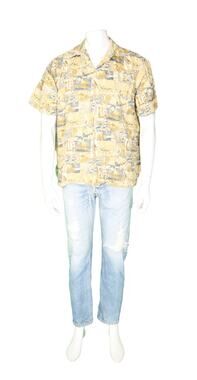 Go Barefoot Yacht Surfboard Islannd Marlin Reverse Print Hawaiian Aloha Shirt M